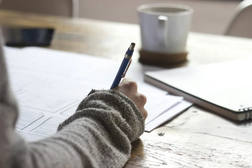 Preparing documents at a desk