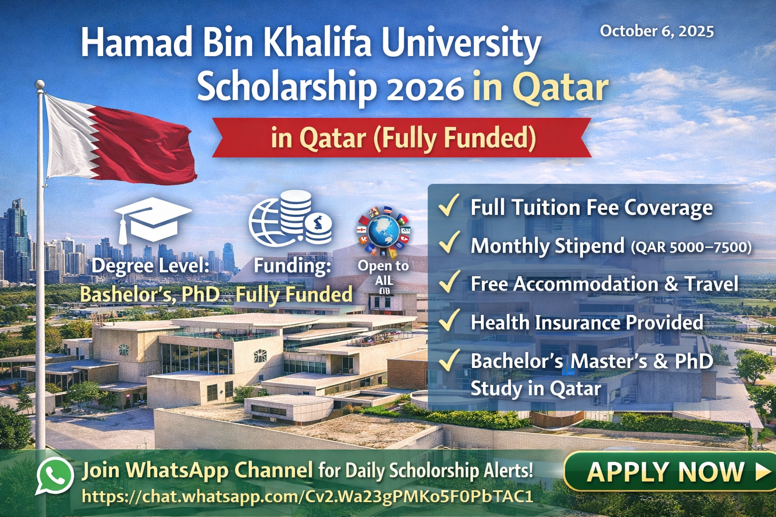 Hamad Bin Khalifa University Scholarship 2026,