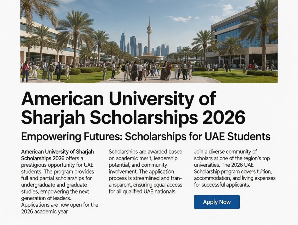 American University of Sharjah Scholarships 2026 in UAE Fully Funded Opportunities for International Students