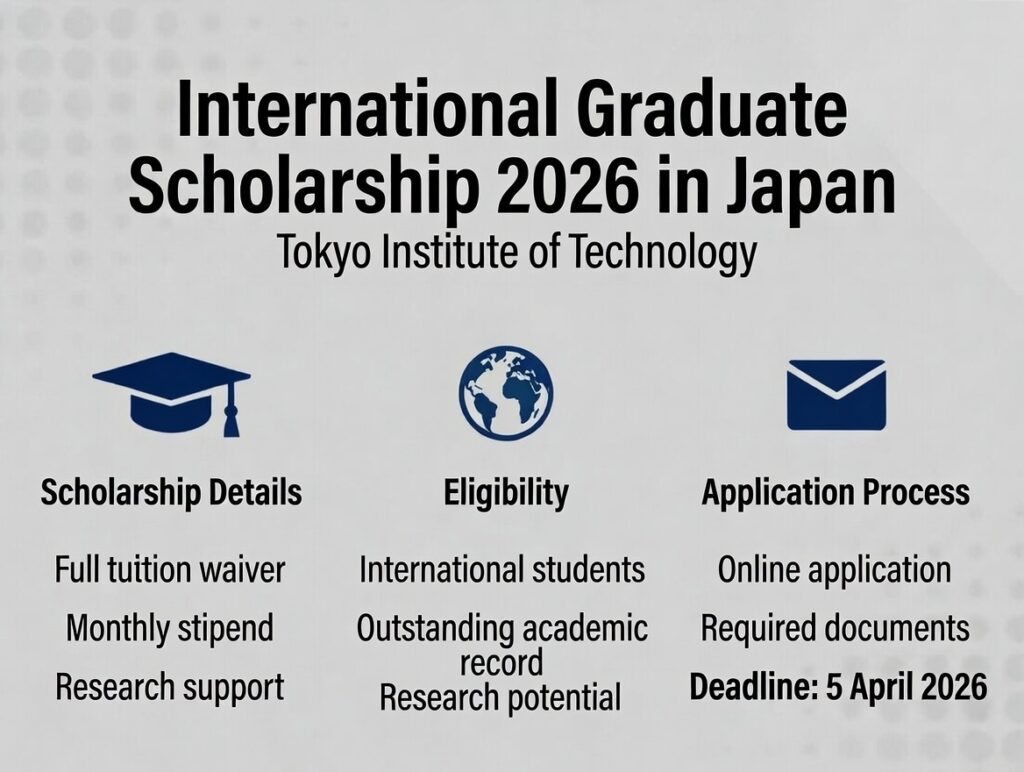 International Graduate Scholarship 2026 in Japan at Tokyo Institute of Technology – Fully Funded Masters & PhD Opportunities