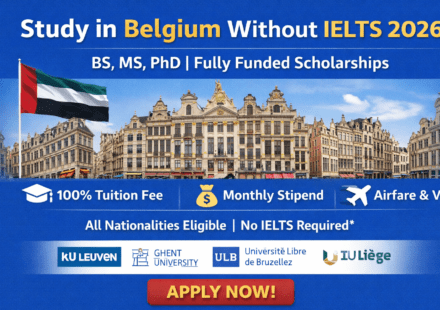 Scholarships to Study in Belgium Without IELTS 2026 for BS, MS, PhD (Fully Funded)