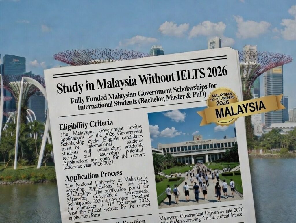 Study in Malaysia Without IELTS 2026: Fully Funded Malaysian Government Scholarships for International Students (Bachelor, Master & PhD)