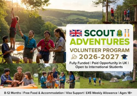 Scout Adventures Volunteer Program 2026-2027 in UK Fully Funded Paid Volunteer Opportunity for International Students