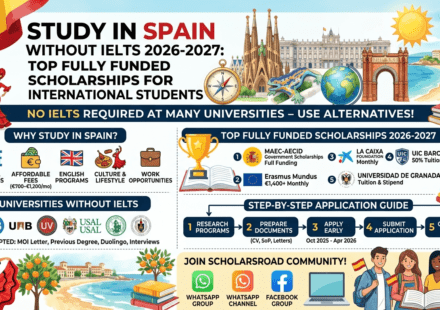 Study in Spain Without IELTS 2026-2027 Top Fully Funded Scholarships for International Students